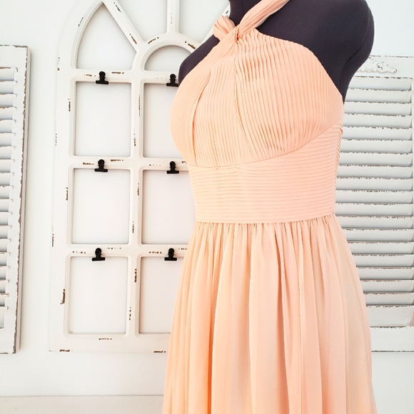 Peach Donna Morgan chiffon gown - Picture 2 of 5